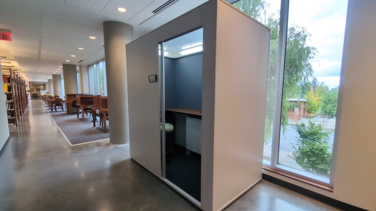 2-person privacy booth with a sliding door